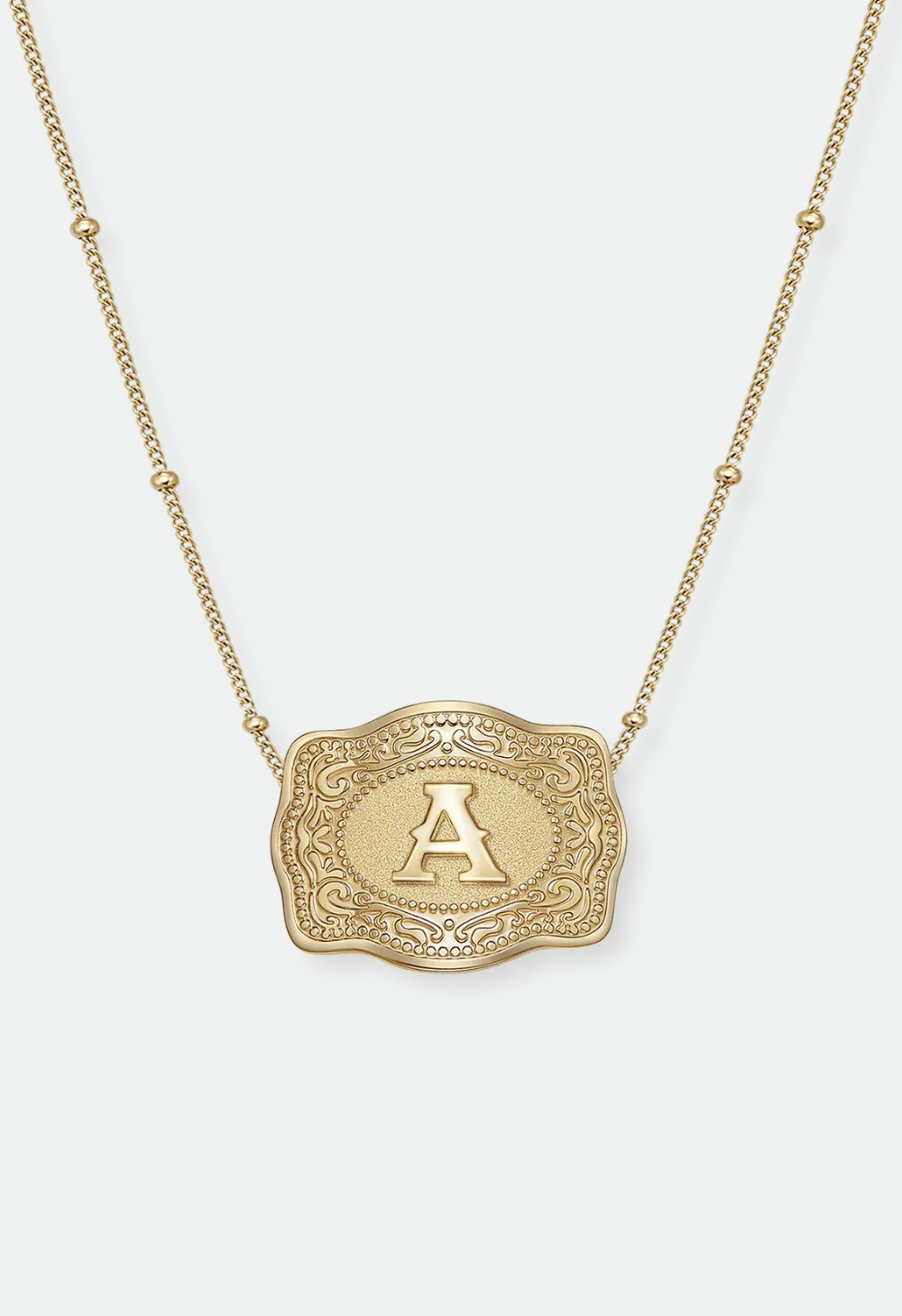 SpurWest Mini Belt Buckle Necklace (Initial) - Gold