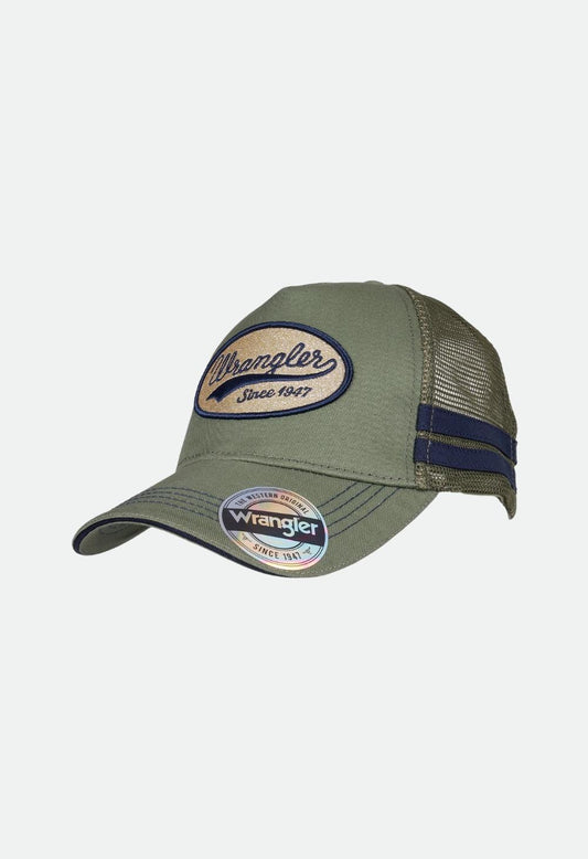 Wrangler Men’s Dave HP Trucker Cap- Cypress/Black