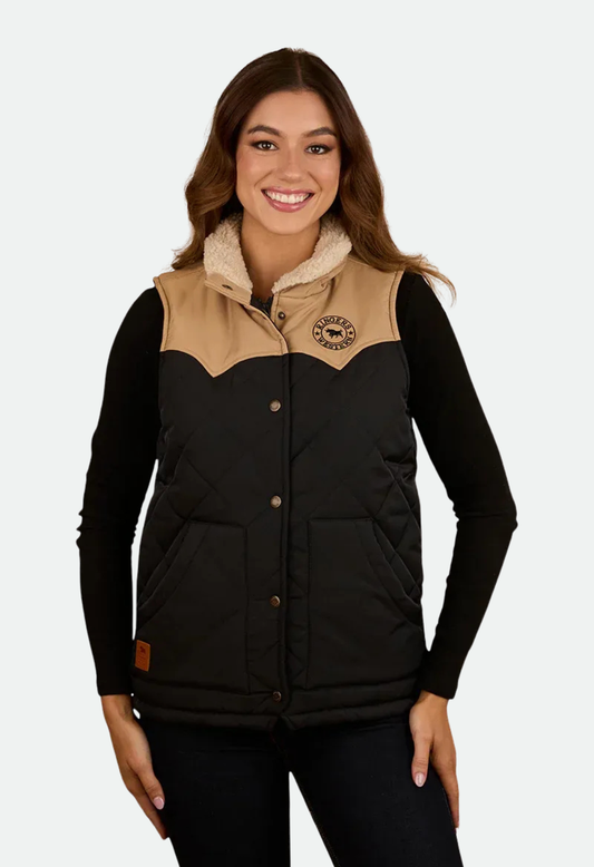 Ringers Western Women's Selwyn Puffer Vest - Dark Sand/Black