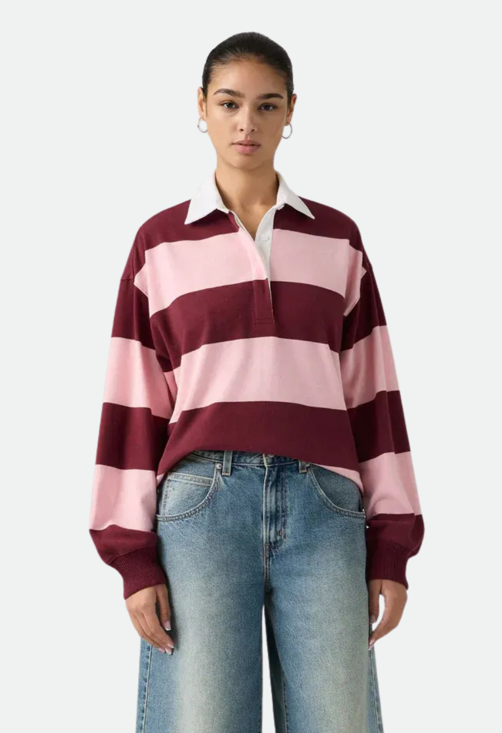 Levi's® Women's Reenie Rugby Long-Sleeve - Katie Stripe Coral Blush