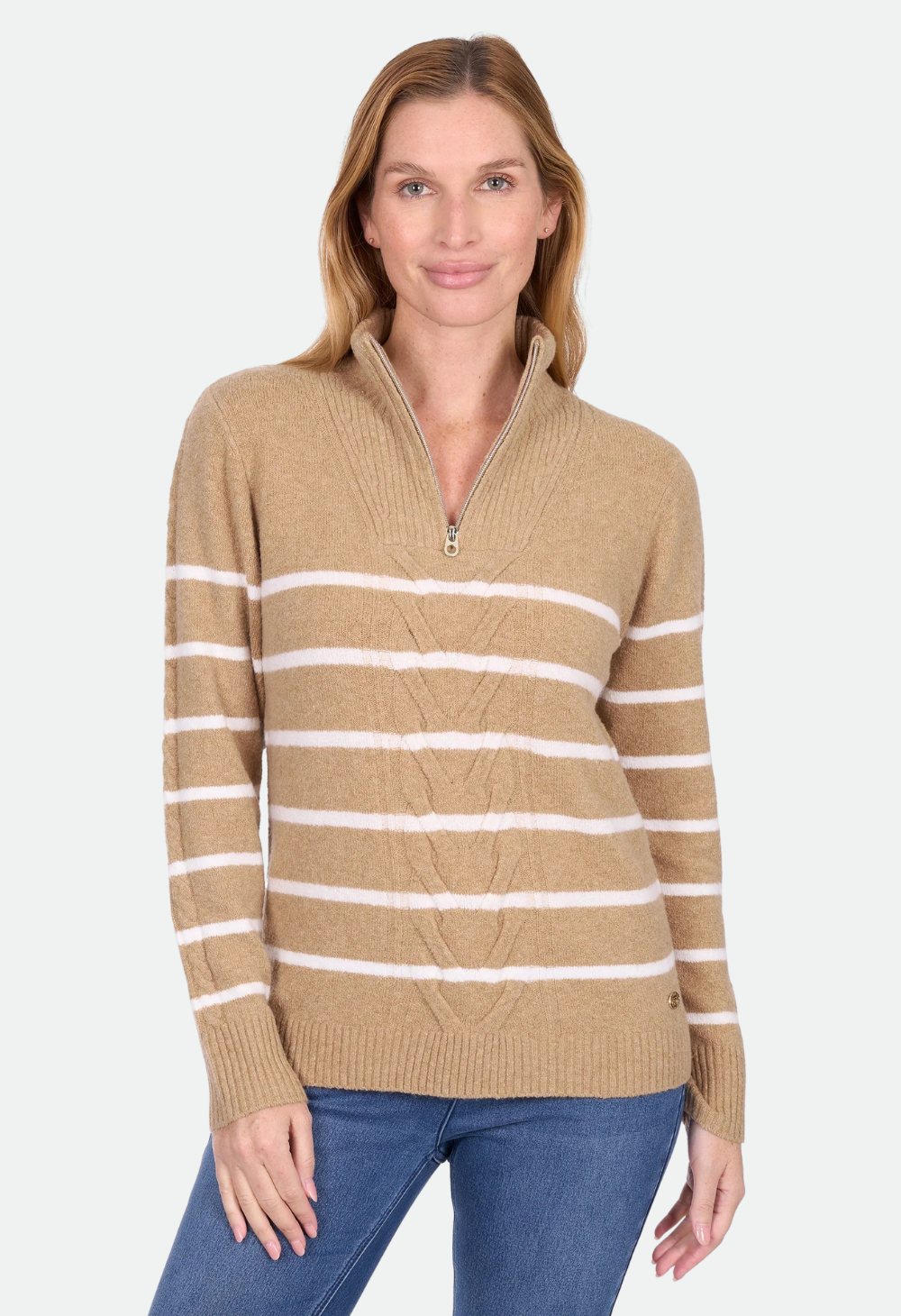 Thomas Cook Women’s Luna 1/4 Zip Stripe Knit Jumper