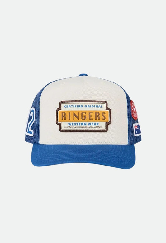 Ringers Western Drive By Deep Fit Trucker Cap - Blue/Cream