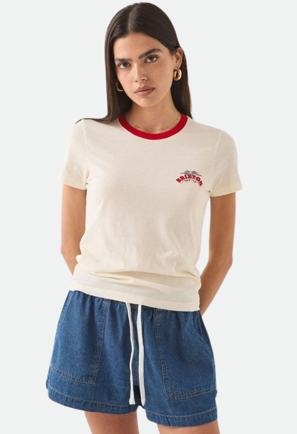 Brixton Women's Banner Slim Crew Tee - Off White