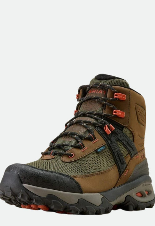 Ariat Men's Traverse Mid Waterproof Hiking Boot - Brown Bark/Evergreen