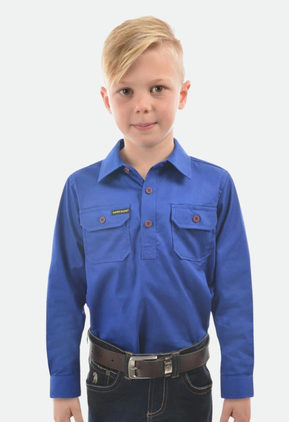 HARDSLOG KIDS HALF PLACKET LIGHT COTTON SHIRT