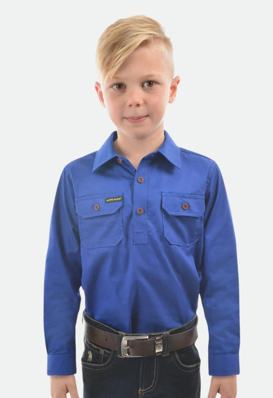 HARDSLOG KIDS HALF PLACKET LIGHT COTTON SHIRT