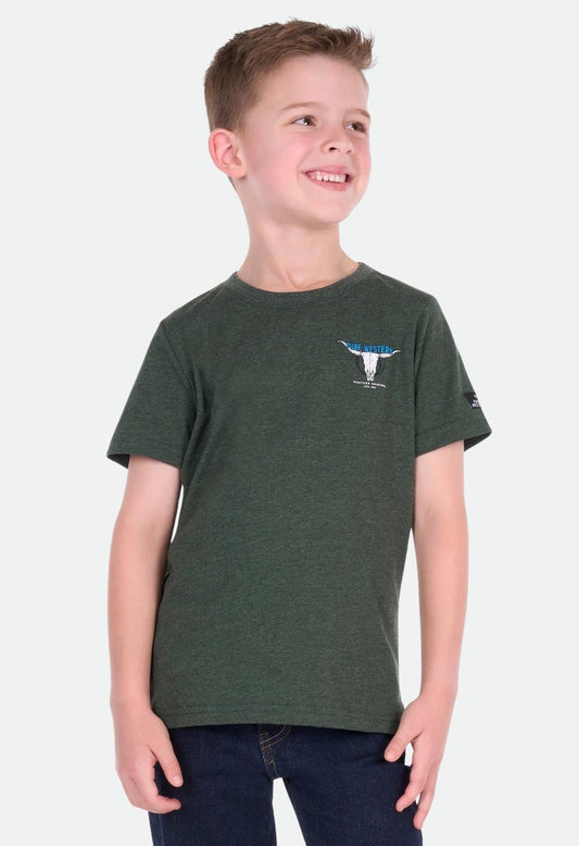 Pure Western Boys Tony SS Tee - Green Marle