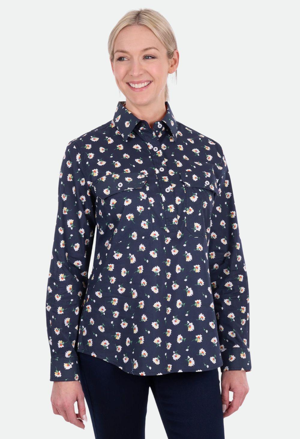 Hard Slog Women’s Joanna Half Placket Long Sleeve Shirt - Navy