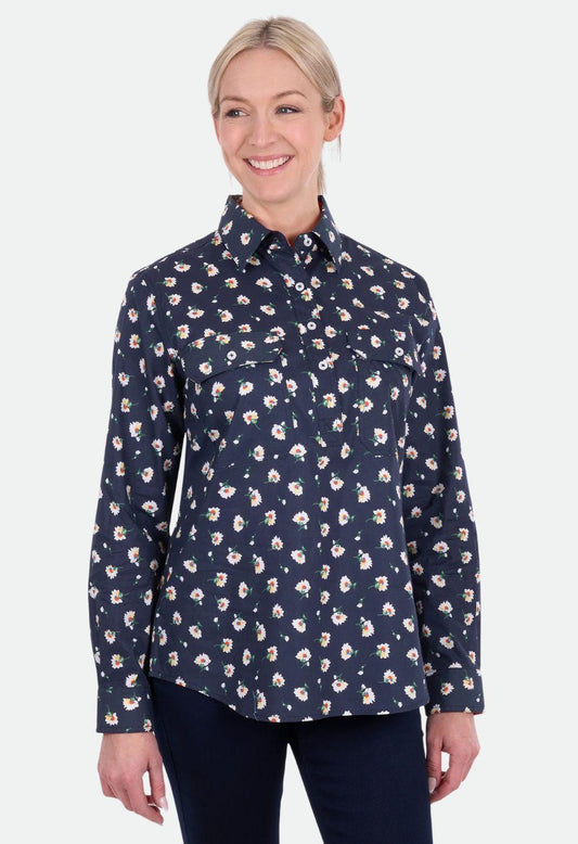 Hard Slog Women’s Joanna Half Placket Long Sleeve Shirt - Navy