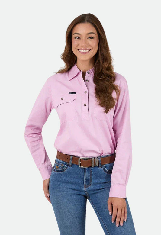 Ringers Western Women's Flora Half Button Work Shirt - Ballet Pink
