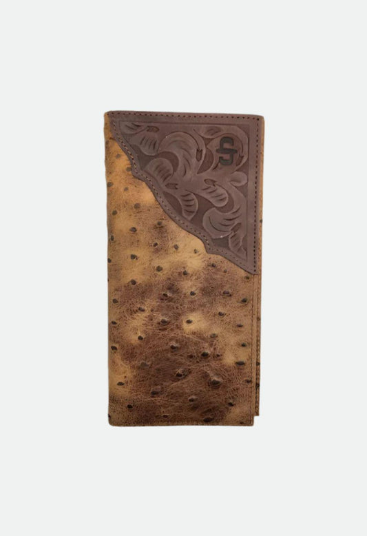 Stetson Brown Ostrich Rodeo Checkbook Wallet