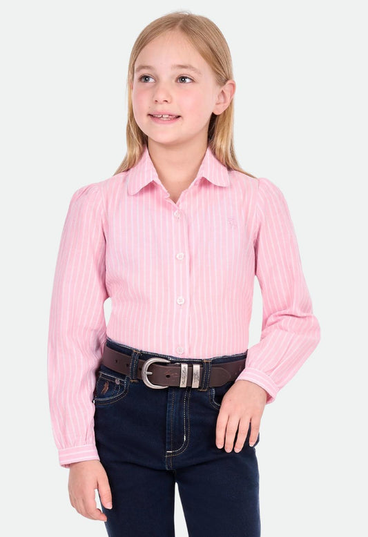 Thomas Cook Girls Myolie Long Sleeve Shirt - Rose Pink/White