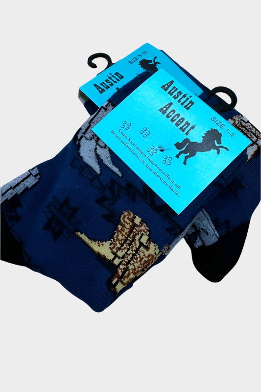 Austin Accent Kids Socks Blue with Boots - Assorted