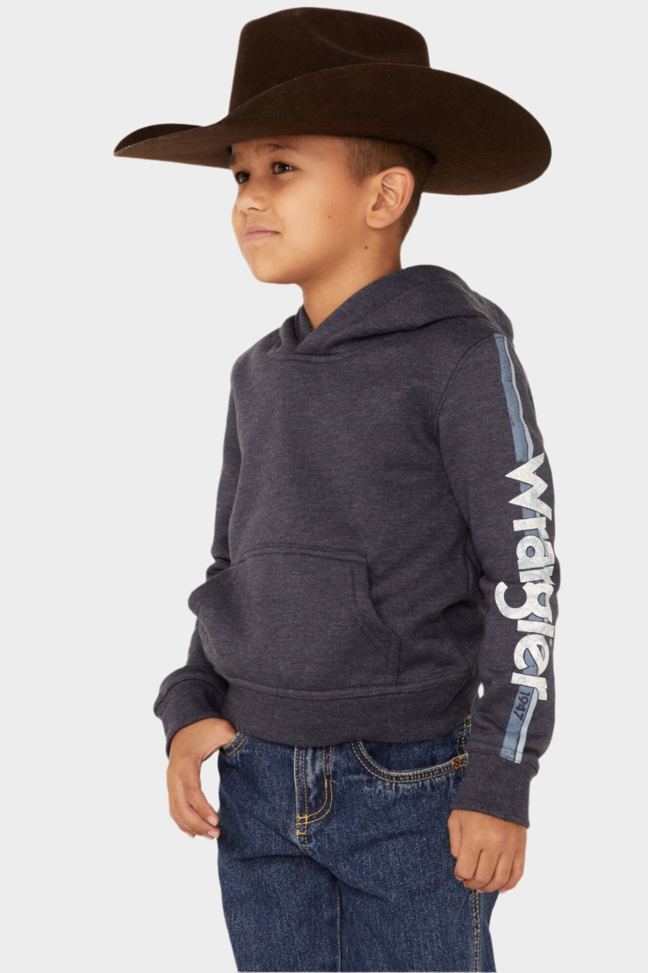 Wrangler USA Boy's Fleece Hoodie - Blue Heather
