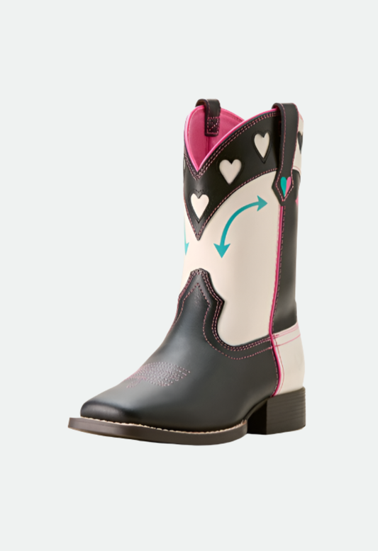 ARIAT GIRLS ROUND UP HEARTS MADISON AVENUE / CLASSIC WHITE