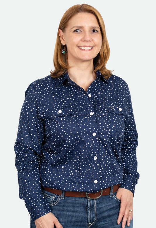 Just Country Women's Abbey Full Button - Navy Stars