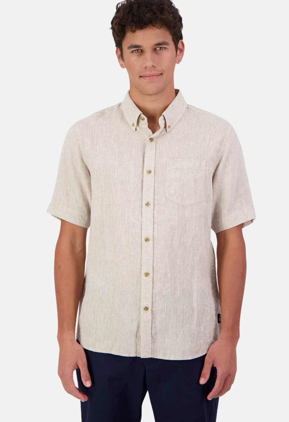 Swanndri Men's Humber Linen Short Sleeve Shirt - Mineral