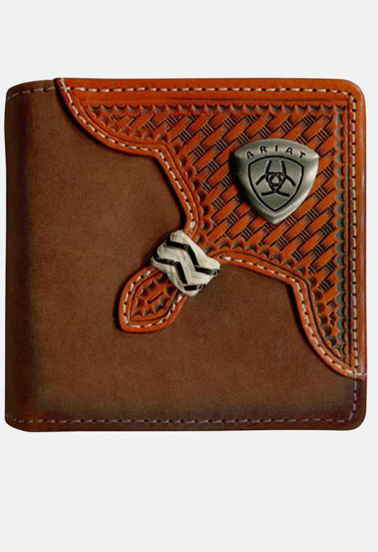 Ariat Bi-Fold Wallet - Basket Weave Overlay 2