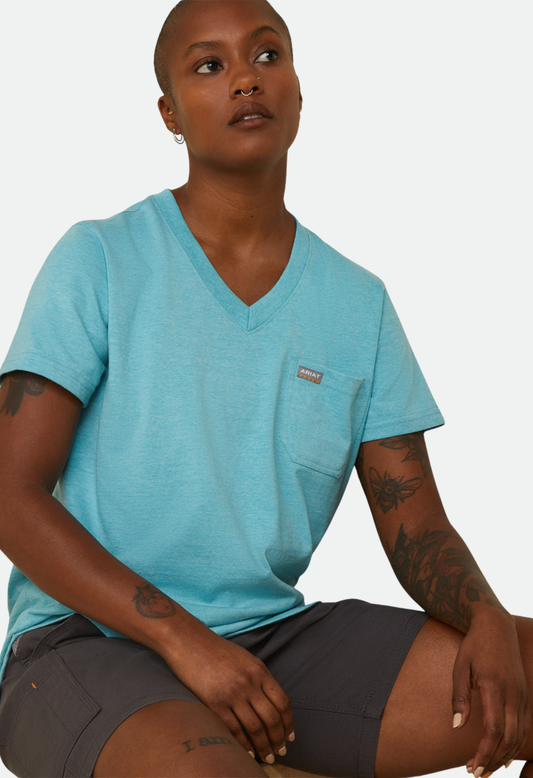 Ariat Women's Rebar Cotton  V-Neck SS Top