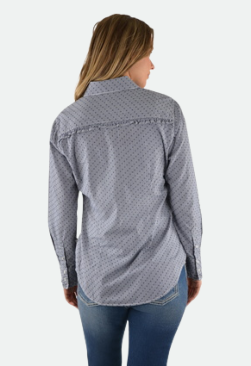 Pure Western Women's Britt Print L/S Shirt (Navy/White)