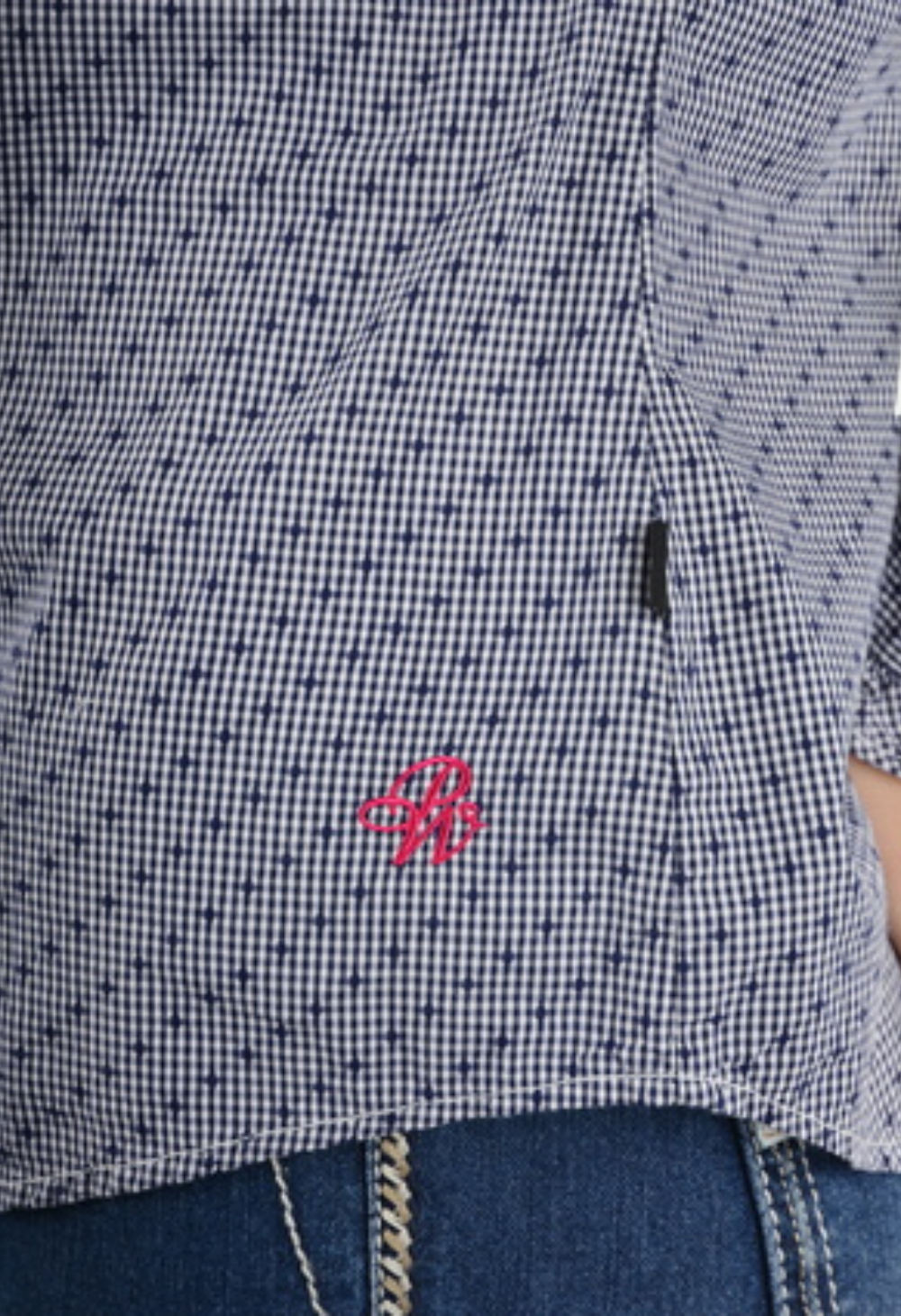 Pure Western Women's Britt Print L/S Shirt (Navy/White)