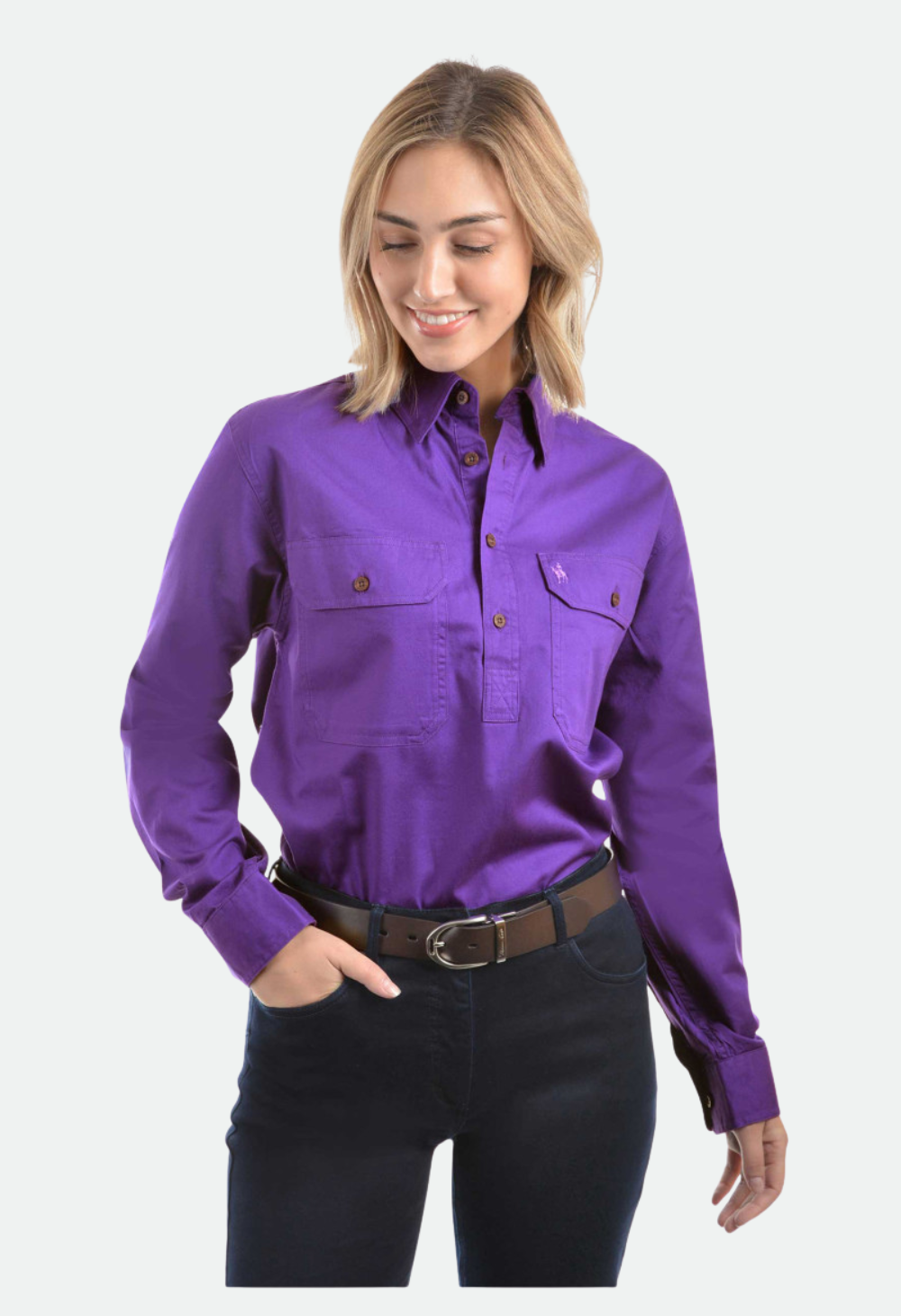 THOMAS COOK UNISEX LIGHT DRILL HALF PLACKET L/S SHIRT