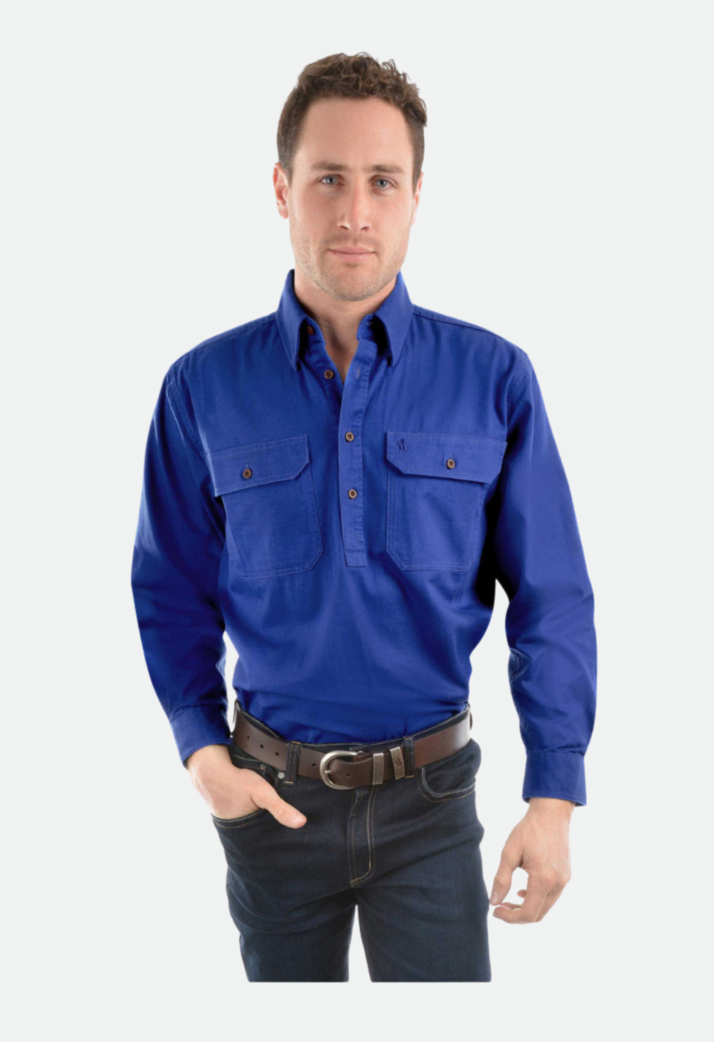 THOMAS COOK UNISEX LIGHT DRILL HALF PLACKET L/S SHIRT