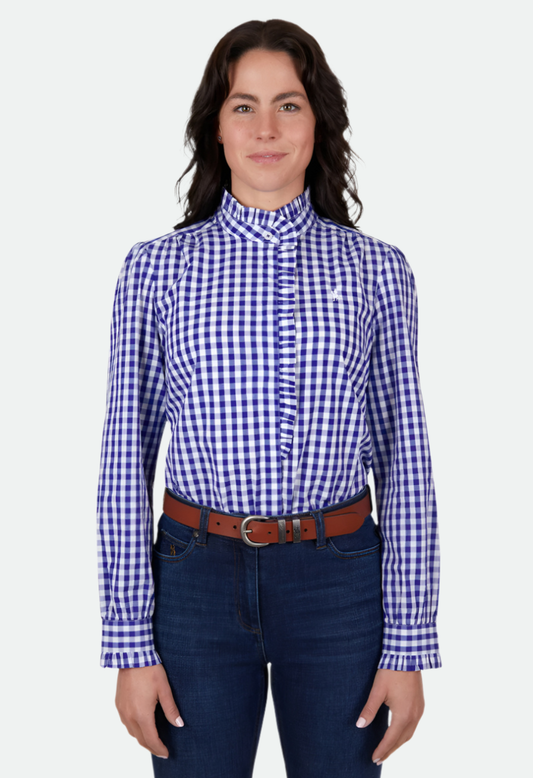 THOMAS COOK WOMENS  DAHLIA FRILL L/S SHIRT (ROYAL BLUE)