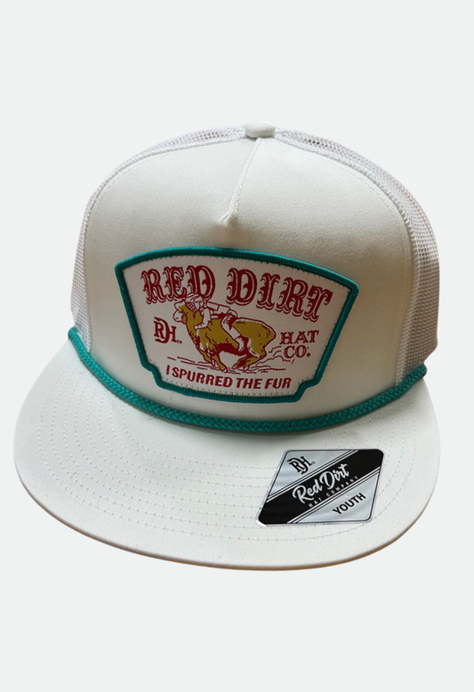 Red Dirt Hat Co. Youth Mutton Bustin White Cap with White Rope
