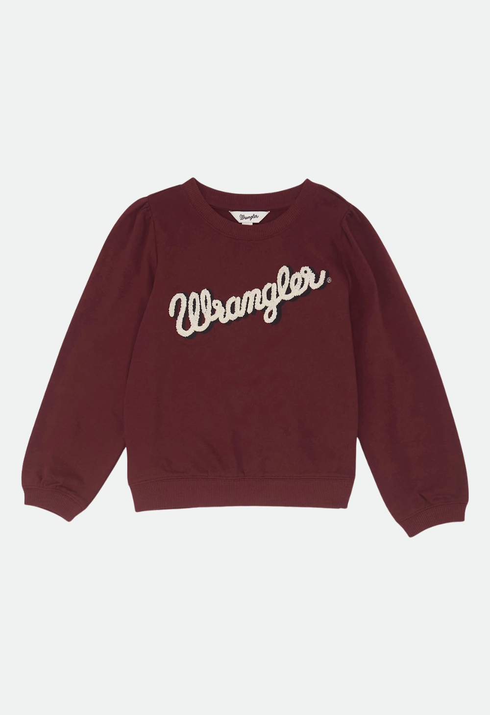 Wrangler Girl's Embroidered Puff Sleeve Pullover - Burgundy
