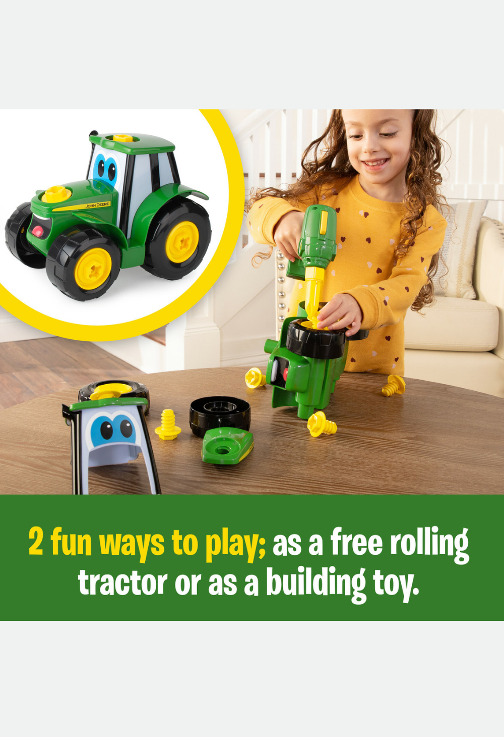 John Deere Key-n-Go Johnny Tractor with 15 Interactive Ways to Play