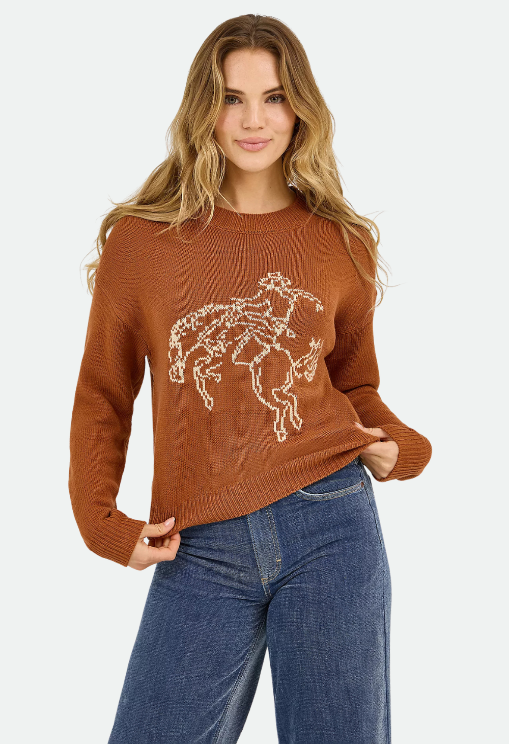 Wrangler Women's Horse Intarsia Crew Neck Sweater