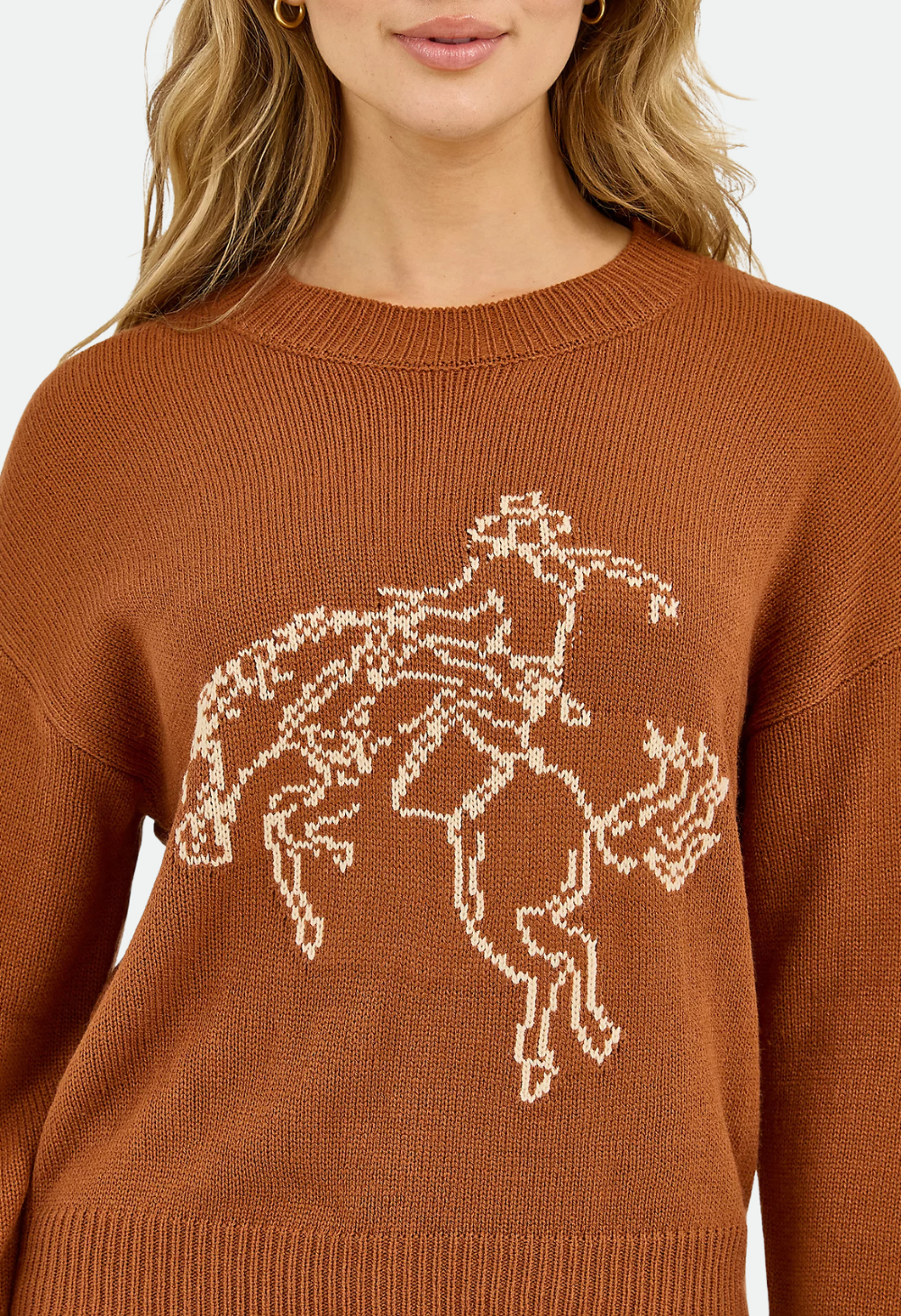 Wrangler Women's Horse Intarsia Crew Neck Sweater