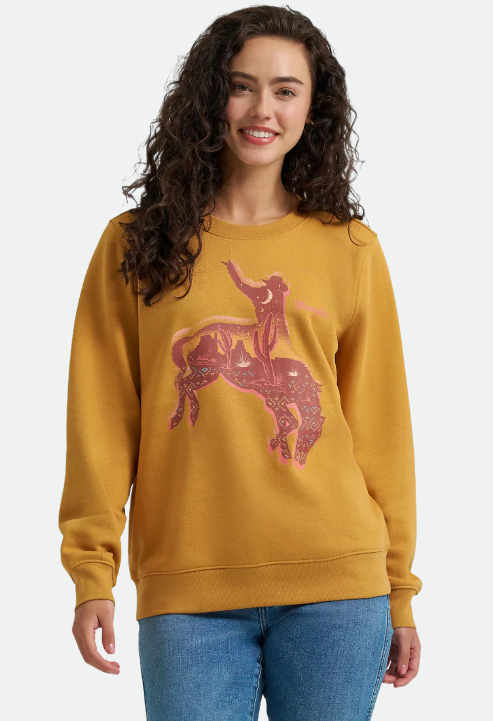 Wrangler Ladies Retro® Bronc Spruce Crew Sweatshirt - Yellow