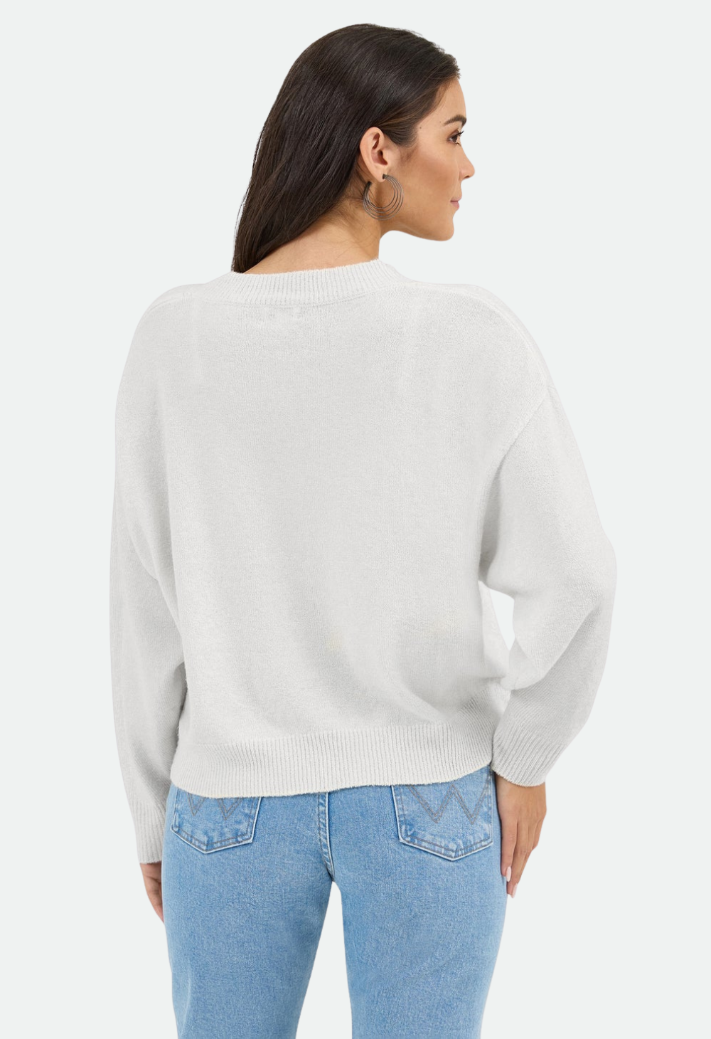 Wrangler Ladies Retro® White Vintage Crew Sweater