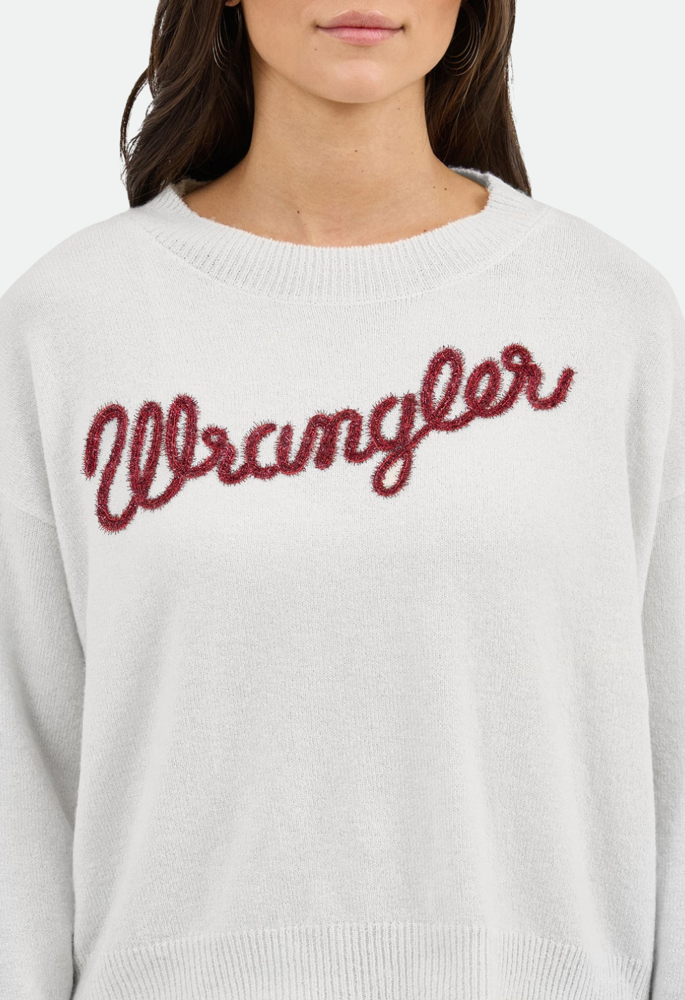Wrangler Ladies Retro® White Vintage Crew Sweater
