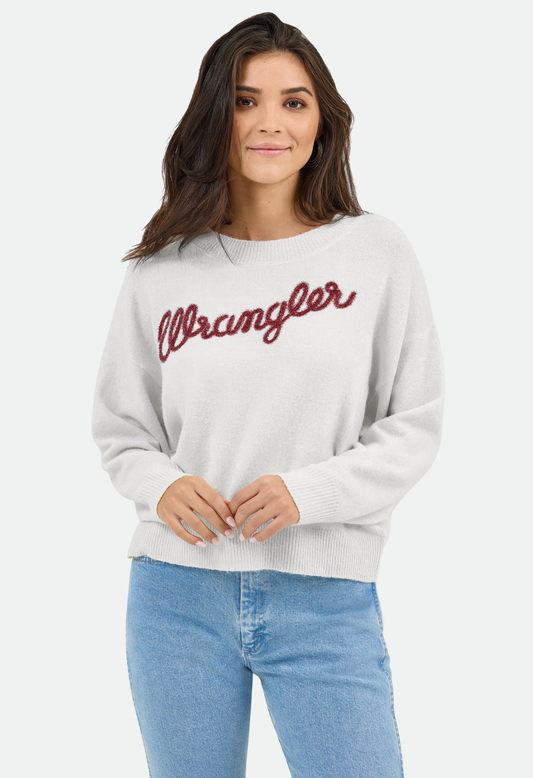 Wrangler Ladies Retro® White Vintage Crew Sweater