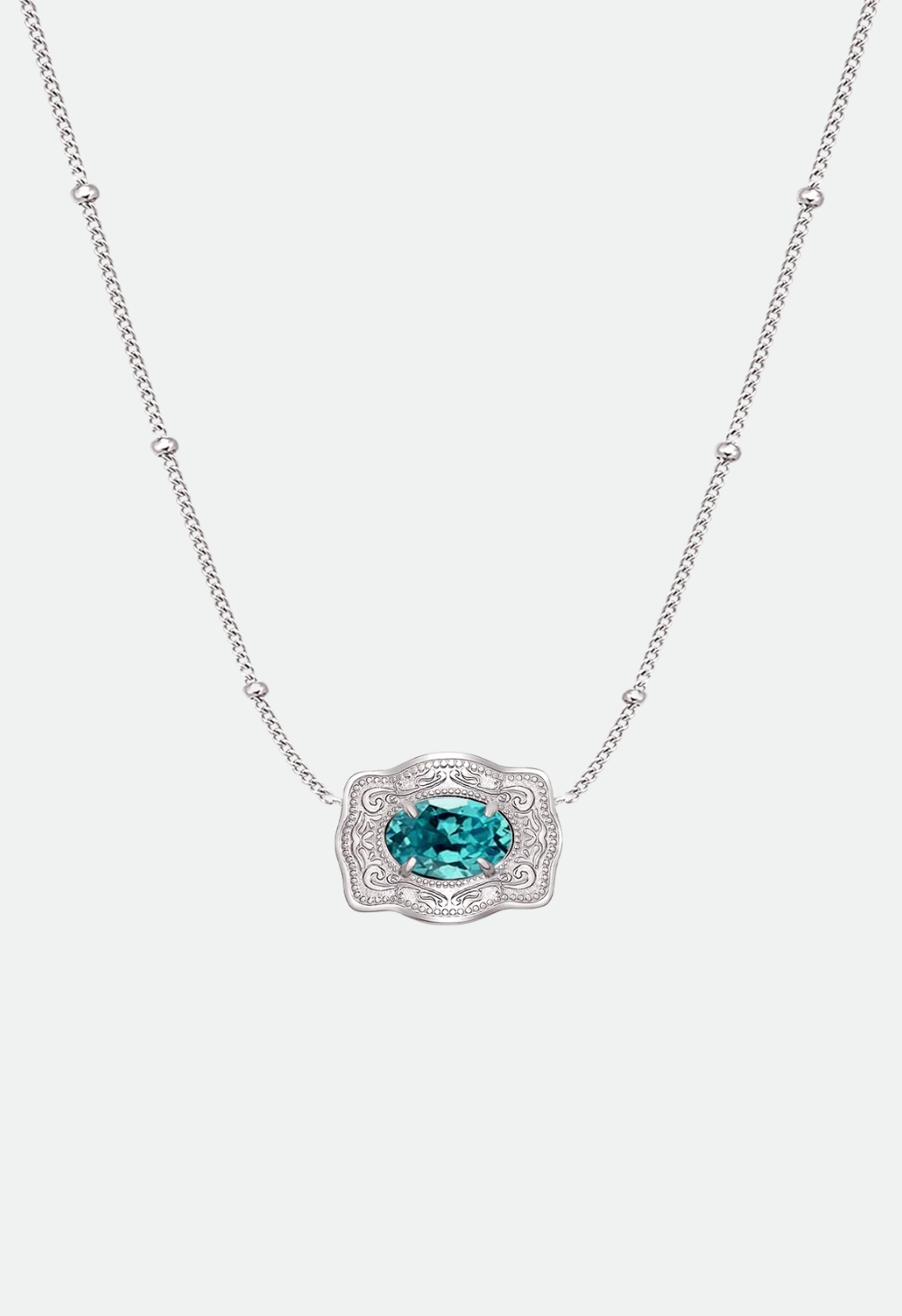 SpurWest Ultra Mini Belt Buckle Birthstone Necklace - Silver