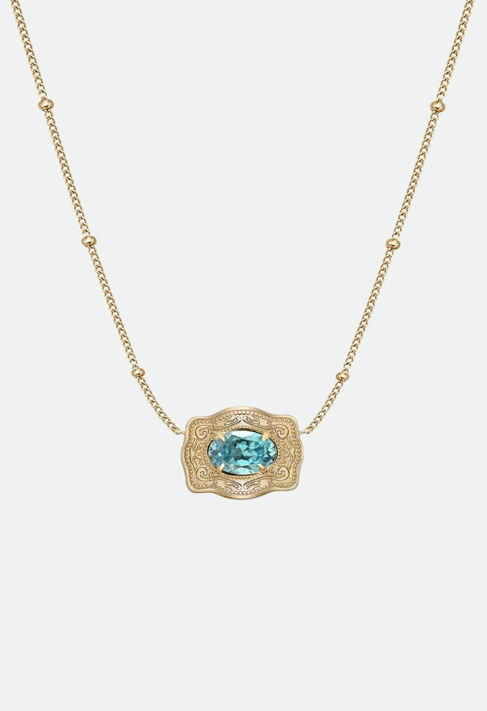 SpurWest Ultra Mini Belt Buckle Birthstone Necklace - Gold
