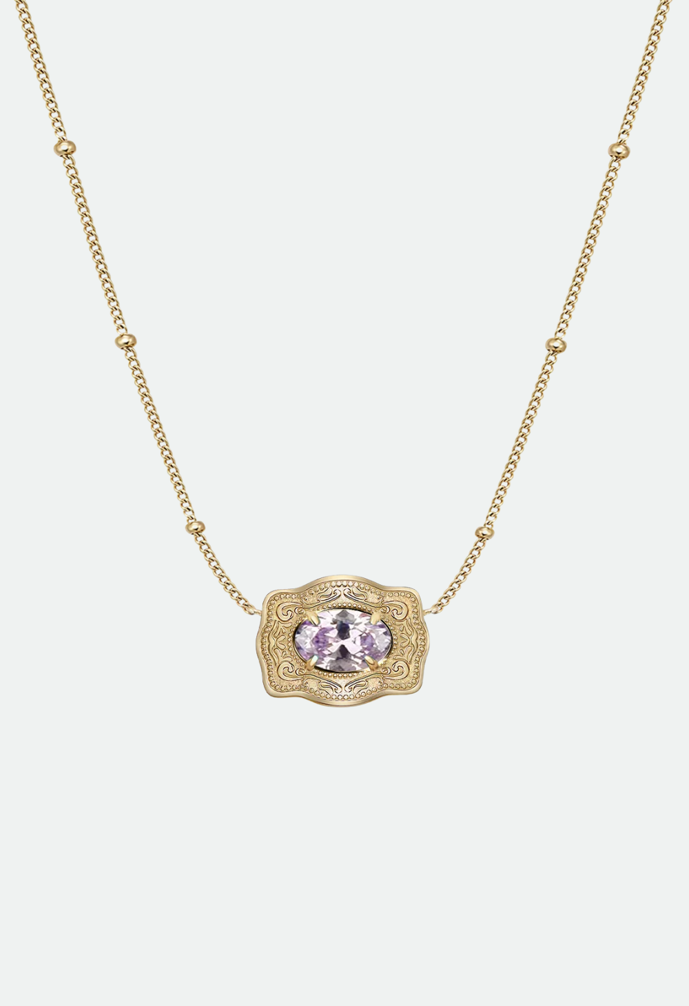 SpurWest Ultra Mini Belt Buckle Birthstone Necklace - Gold