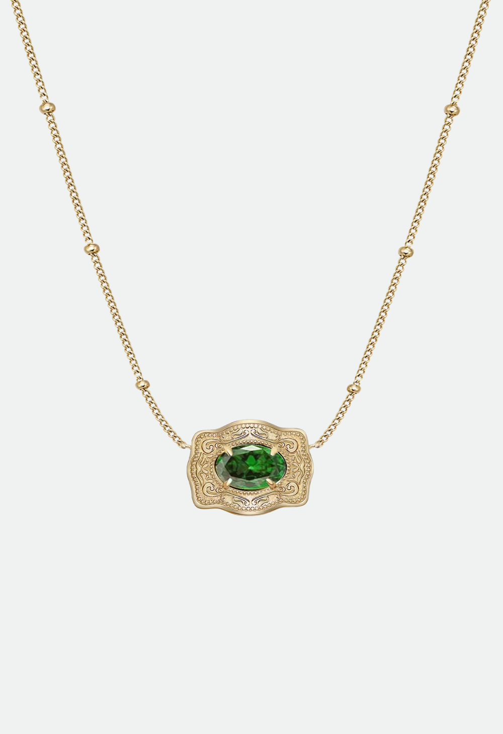SpurWest Ultra Mini Belt Buckle Birthstone Necklace - Gold