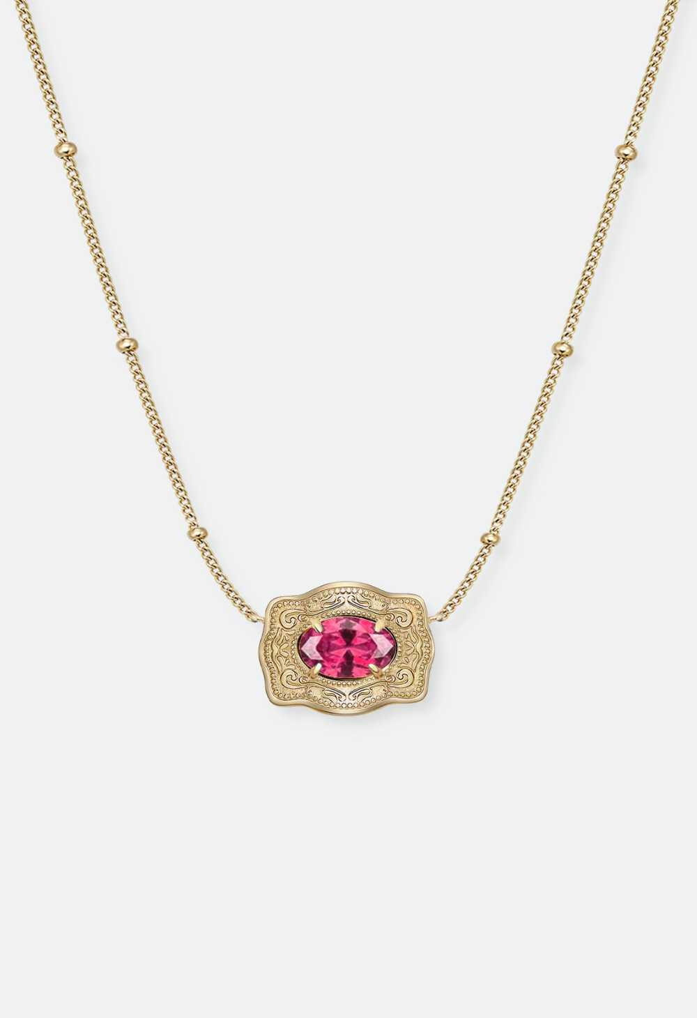 SpurWest Ultra Mini Belt Buckle Birthstone Necklace - Gold