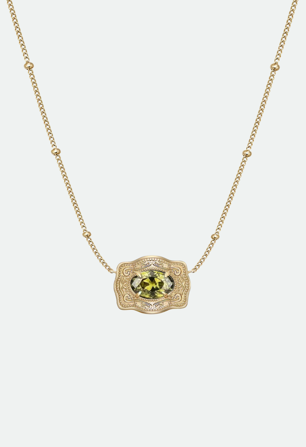 SpurWest Ultra Mini Belt Buckle Birthstone Necklace - Gold