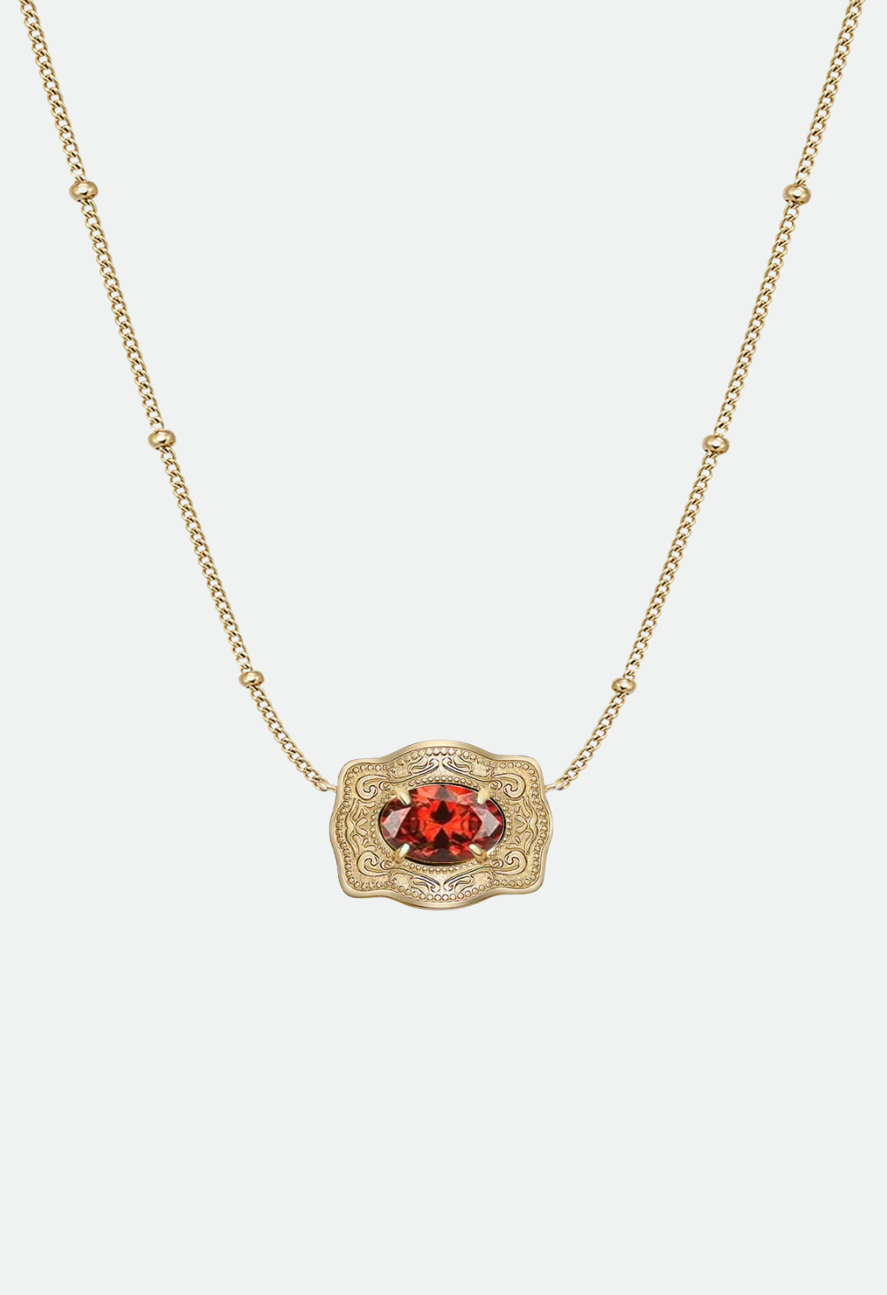 SpurWest Ultra Mini Belt Buckle Birthstone Necklace - Gold