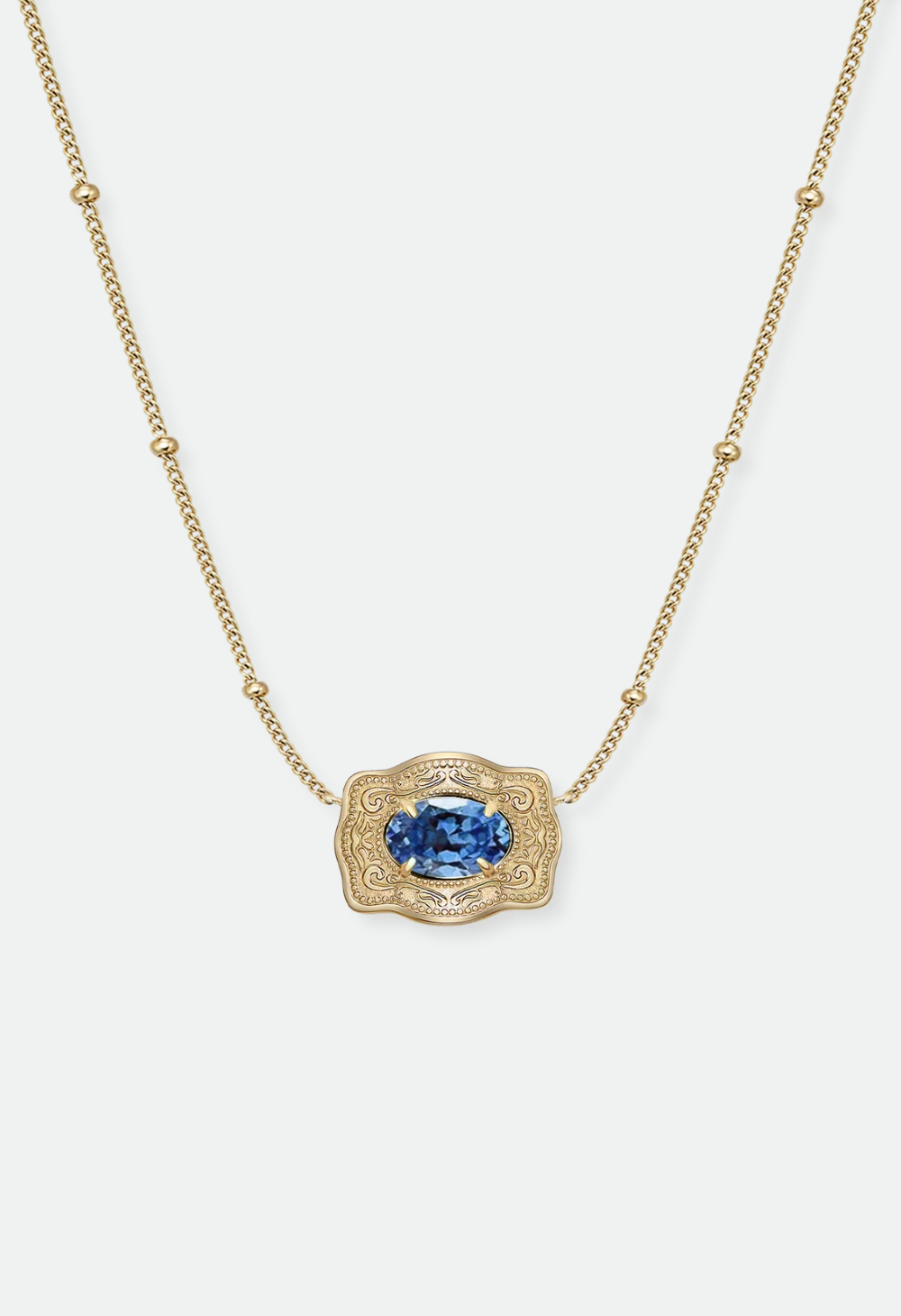 SpurWest Ultra Mini Belt Buckle Birthstone Necklace - Gold