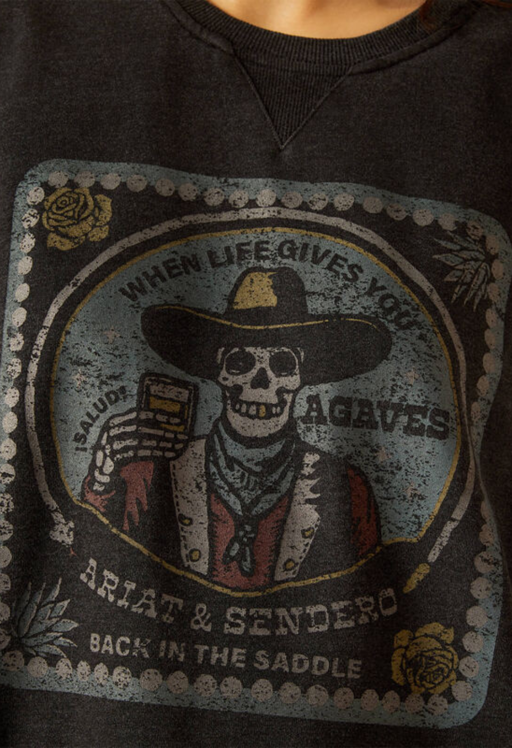 Ariat Women's Oversize Sendero When Life Gives You Agaves Sweatshirt - Black