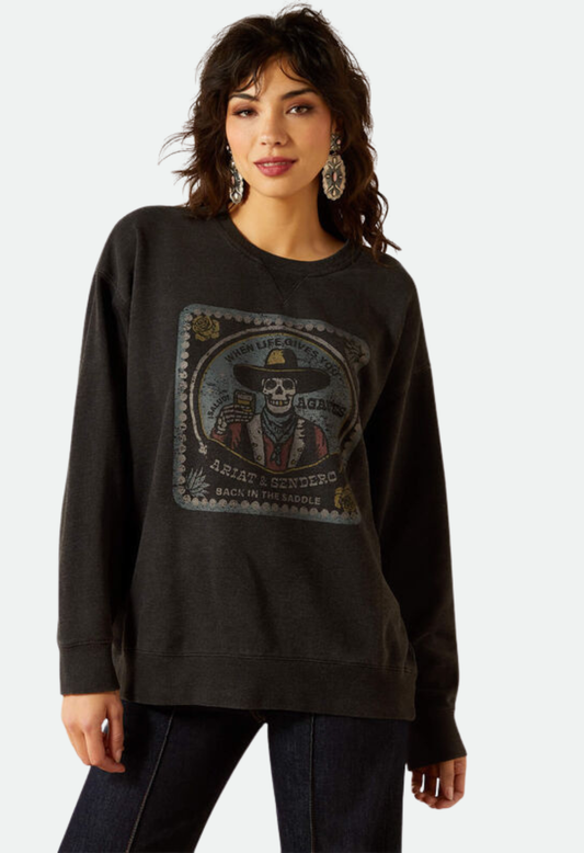 Ariat Women's Oversize Sendero When Life Gives You Agaves Sweatshirt - Black