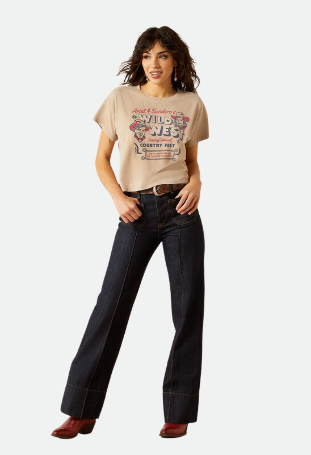 Ariat Women's Sendero x Ariat Wild West Country Fest T-Shirt - Savannah Tan Mineral Wash