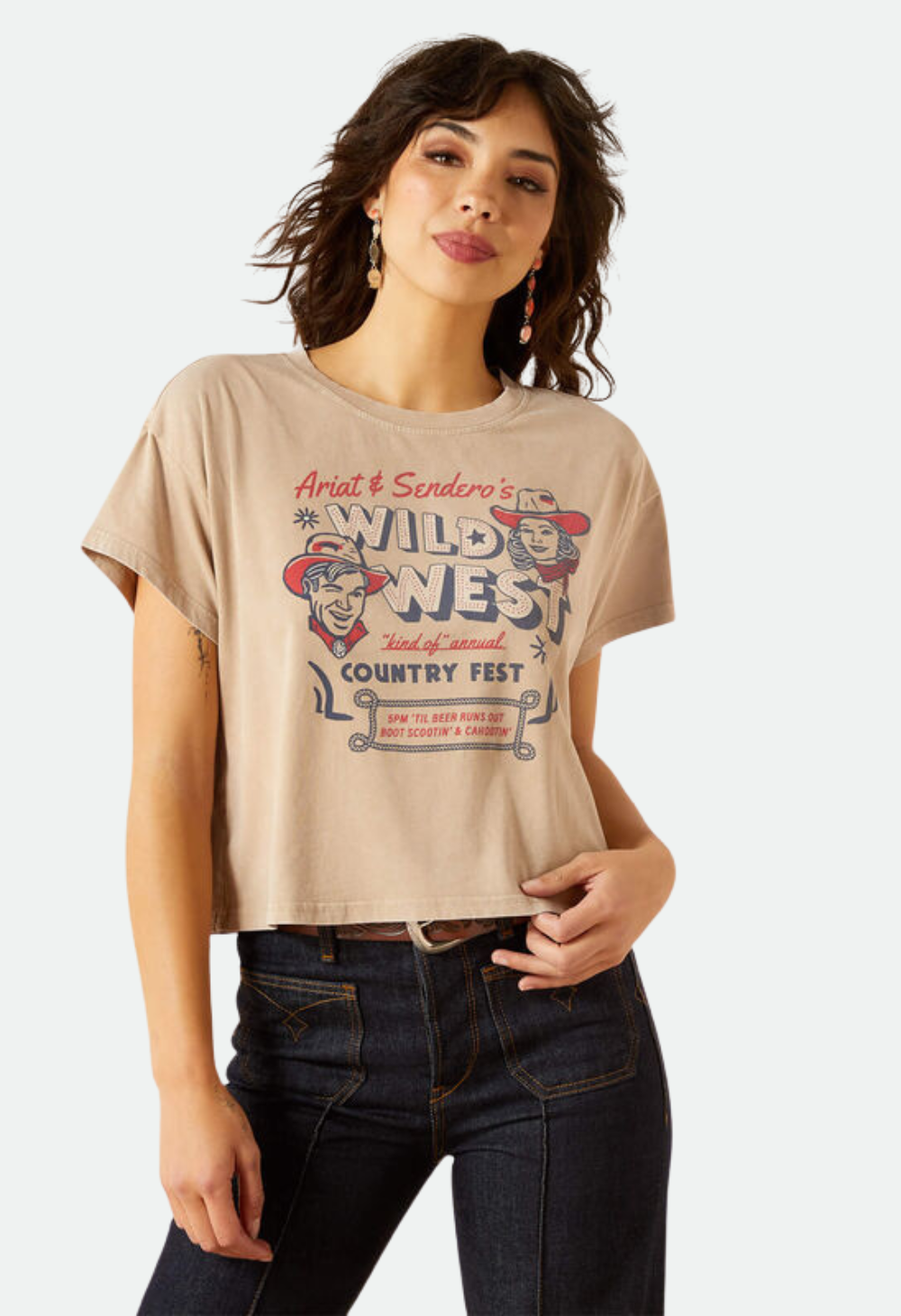 Ariat Women's Sendero x Ariat Wild West Country Fest T-Shirt - Savannah Tan Mineral Wash