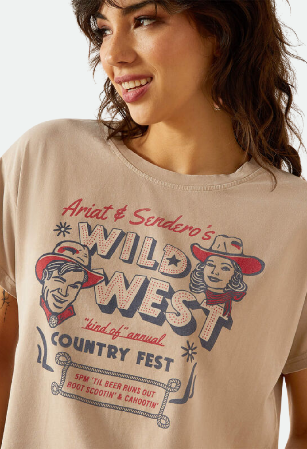 Ariat Women's Sendero x Ariat Wild West Country Fest T-Shirt - Savannah Tan Mineral Wash